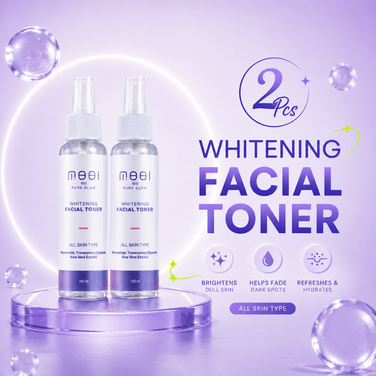 2 PCS - MOOI Whitening Facial Toner